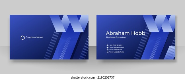 Creative and Clean Business Card Template. Flat Design Vector Illustration. Stationery Design Dark Blue Background