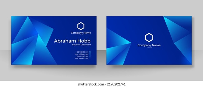 Creative and Clean Business Card Template. Flat Design Vector Illustration. Stationery Design Dark Blue Background