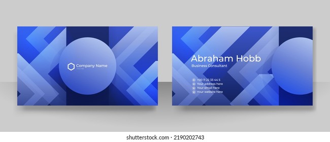 Creative and Clean Business Card Template. Flat Design Vector Illustration. Stationery Design Dark Blue Background