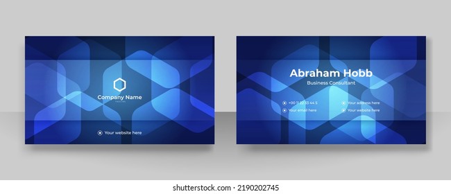 Creative and Clean Business Card Template. Flat Design Vector Illustration. Stationery Design Dark Blue Background