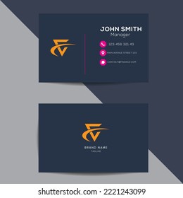 Creative and Clean Business Card Template, Double sided creative business card template vector illustration