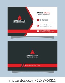 Creative and Clean Business Card Template. Black and Red Colors