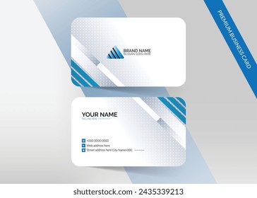 Creative and Clean Business Card Template. Modern simple light business card template with mockup and logo