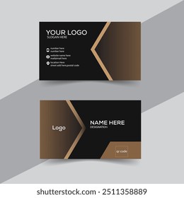 Creative and Clean Business Card Template. Luxury business card design template. 
Elegant darkground with abstract golden wavy lines shiny. 