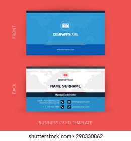 Creative and Clean Business Card Template. Corporate Business Card with World Map