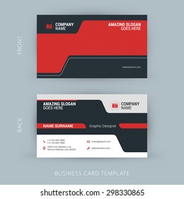 Creative and Clean Business Card Template. Black and Red Colors