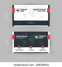 Creative And Clean Business Card Template. Corporate Business Card With World Map