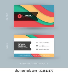 Creative and Clean Business Card Template with Material Design Abstract Colorful Background