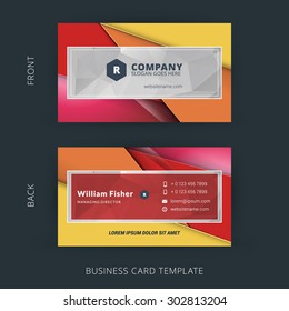 Creative and Clean Business Card Template with Material Design Abstract Colorful Background