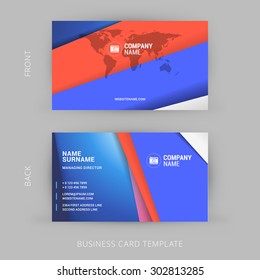 Creative and Clean Business Card Template with Material Design Abstract Colorful Background