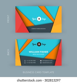 Creative and Clean Business Card Template with Material Design Abstract Colorful Background