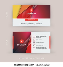 Creative and Clean Business Card Template with Material Design Abstract Colorful Background