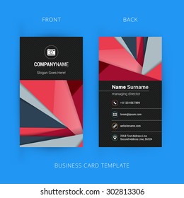 Creative and Clean Business Card Template with Material Design Abstract Colorful Background