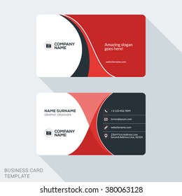 Creative and Clean Business Card Template. Flat Design Vector Illustration. Stationery Design