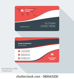 Creative and Clean Business Card Template. Flat Design Vector Illustration. Stationery Design