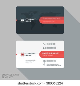 Creative and Clean Business Card Template. Flat Design Vector Illustration. Stationery Design