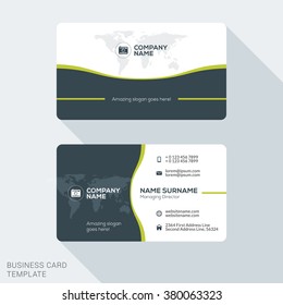 Creative and Clean Business Card Template. Flat Design Vector Illustration. Stationery Design