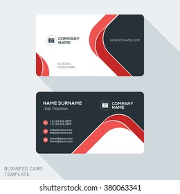 Creative and Clean Business Card Template. Flat Design Vector Illustration. Stationery Design