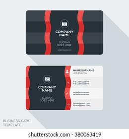 Creative and Clean Business Card Template. Flat Design Vector Illustration. Stationery Design