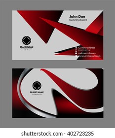 Creative and Clean Business Card Template. Black and Red Colors
