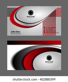 Creative and Clean Business Card Template. Black and Red Colors
