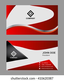Creative and Clean Business Card Template. Black and Red Colors
