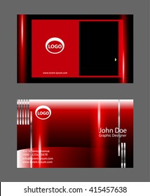 Creative and Clean Business Card Template. Black and Red Colors
