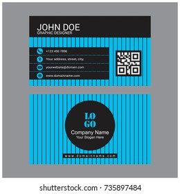 Creative and Clean Business Card Template. Black and Blue Colors