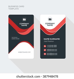 Creative and Clean Business Card Vector Print Template. Vertical Business Card Template. Flat Style Vector Illustration. Stationery Design