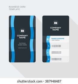 Creative and Clean Business Card Vector Print Template. Vertical Business Card Template. Flat Style Vector Illustration. Stationery Design