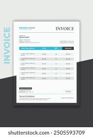 Creative clean business invoice template design. bill payment agreement or cash memo template vector. Corporate business invoice template layout design