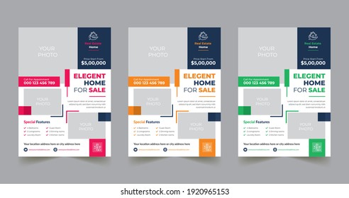 Creative And Clean Business Real-Estate Flyer Vector Template Design Layout In A4 Size