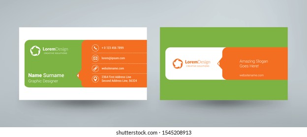 Creative and clean corporate business card template. Vector illustration. Stationery design