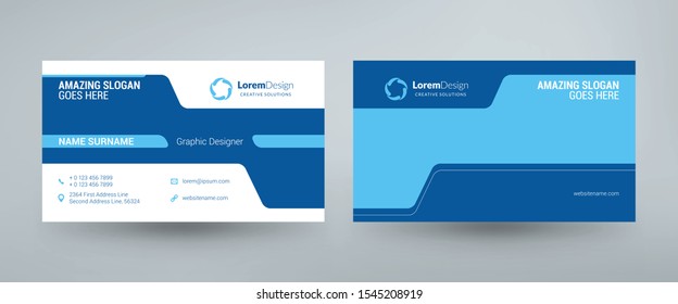 Creative and clean corporate business card template. Vector illustration. Stationery design