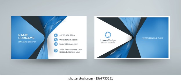 Creative and clean corporate business card template. Vector illustration. Stationery design