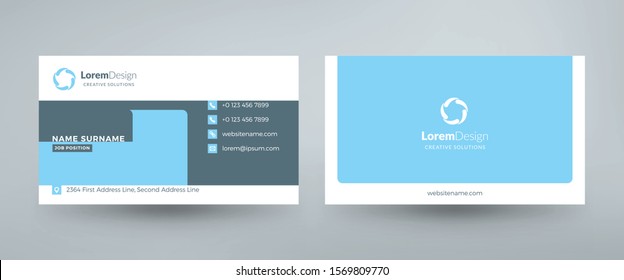 Creative and clean corporate business card template. Vector illustration. Stationery design