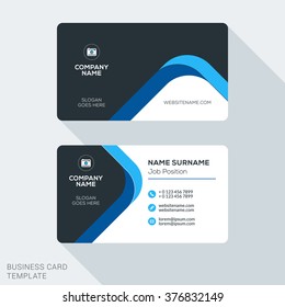 Creative and Clean Corporate Business Card Template. Flat Design Vector Illustration. Stationery Design