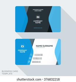 Creative and Clean Corporate Business Card Template. Flat Design Vector Illustration. Stationery Design