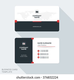 Creative and Clean Corporate Business Card Template. Flat Design Vector Illustration. Stationery Design