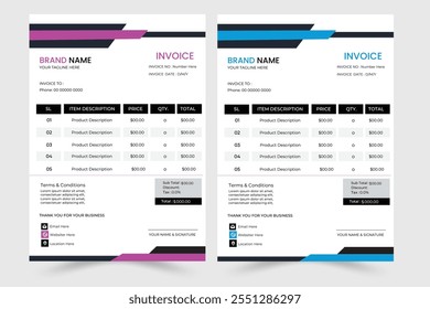 Creative and clean corporate business invoice template design