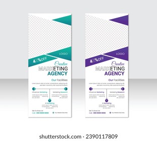 Diseño creativo de plantillas de banner para el desarrollo de empresas limpias y corporativas, Paro de banners de Roll Up vector diseño mínimo.
