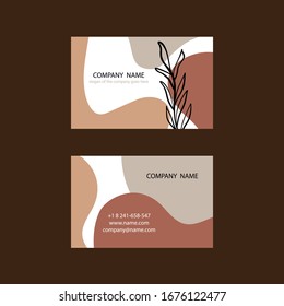 Creative and Clean Double sided Business Card Template. Orange and Brown Colors. Flat Design Vector Illustration. Stationery Design.