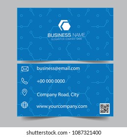 Creative and Clean Double-sided blue Business Card Template. Gold Colors. Flat Design Vector Illustration. Stationery Design. Can be adapt to Brochure, Annual Report, Magazine Poster, business card.