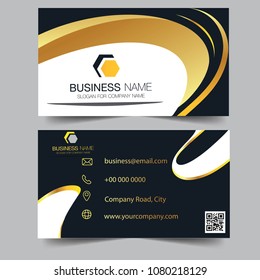 Creative and Clean Double-sided Business Card Template. Gold Colors. Flat Design Vector Illustration. Stationery Design. Can be adapt to Brochure, Annual Report, Magazine Poster, business card.