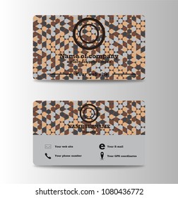 Creative and Clean Double-sided Business Card Template. Flat Design Vector Illustration. Stationery Design. Mosaic background