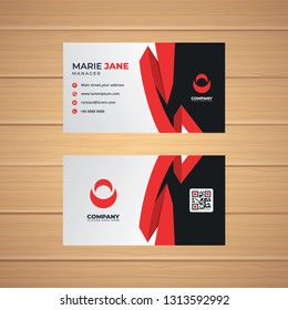 Creative and Clean Double-sided Business Card Template. Red and Black Colors. Flat Design Vector Illustration. Stationery Design