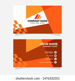 Creative and Clean Double-sided Business Card Template. Orange Colors. Flat Design Vector Illustration. Stationery Design