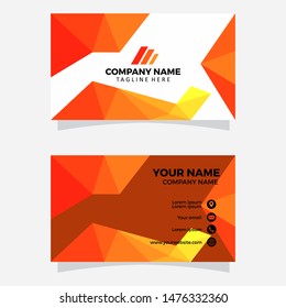 Creative and Clean Double-sided Business Card Template. Orange Colors. Flat Design Vector Illustration. Stationery Design