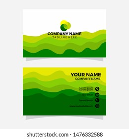 Creative and Clean Double-sided Business Card Template. Green Colors. Flat Design Vector Illustration. Stationery Design