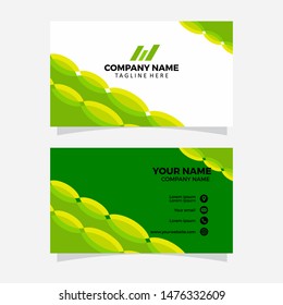 Creative and Clean Double-sided Business Card Template. Green Colors. Flat Design Vector Illustration. Stationery Design
